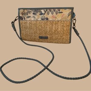 Sakroots Woven Tan and Blue Crossbody Bag